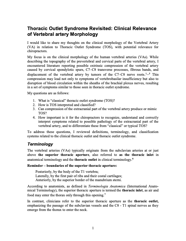 First page of Thoracic Outlet Syndrome Revisited